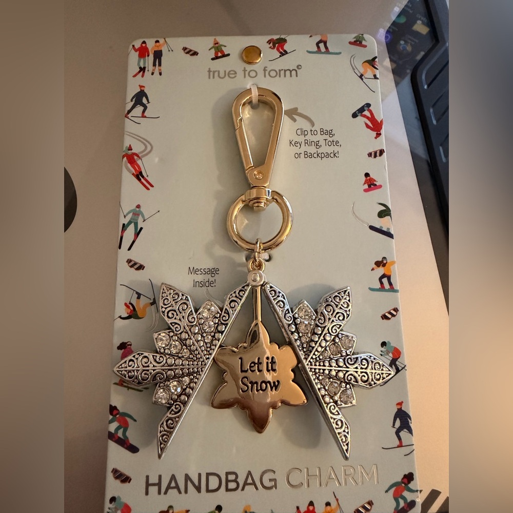 True to Form Silver Snowflake Keychain with Gold Clip - Picture 5 of 5